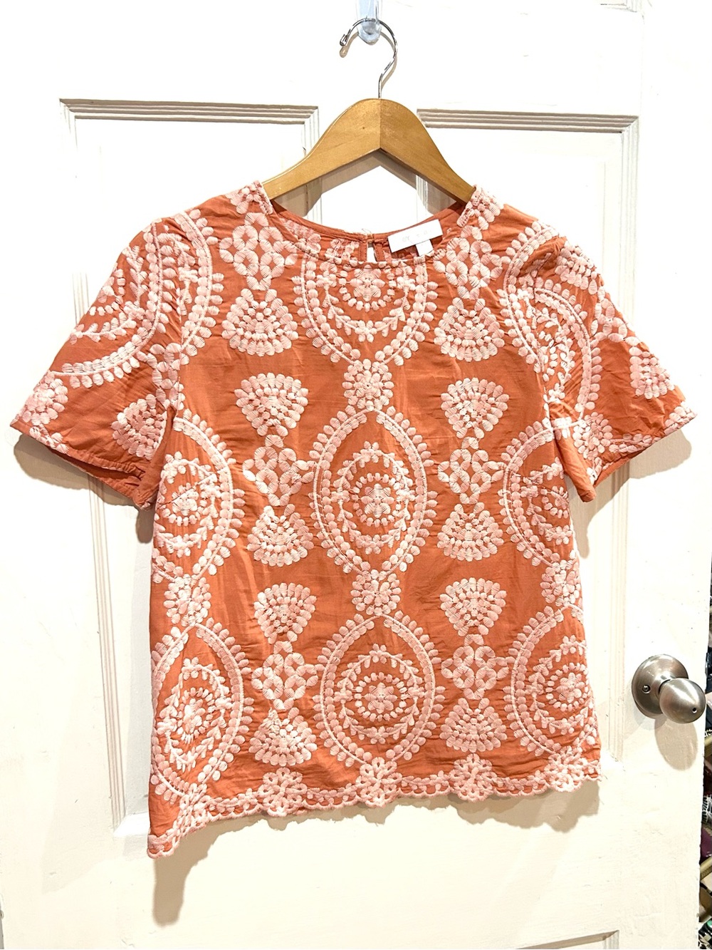 Anthropologie Eri + Ali Coralie Embroidered Top Boho Coastal Preppy Size XS - Picture 5 of 11